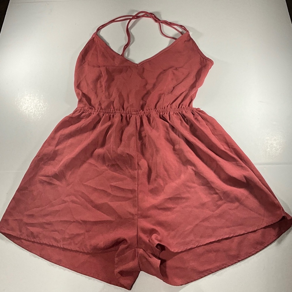 SHEIN Women Dusty Rose Open Back Strappy V-Neck Romper Size L swjumpsui072101